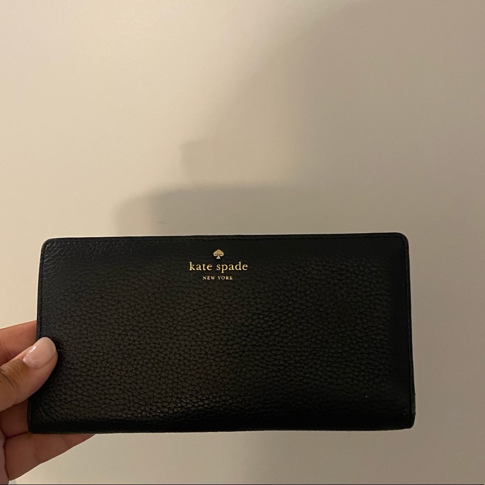 Kate Spade black stamped leather wallet